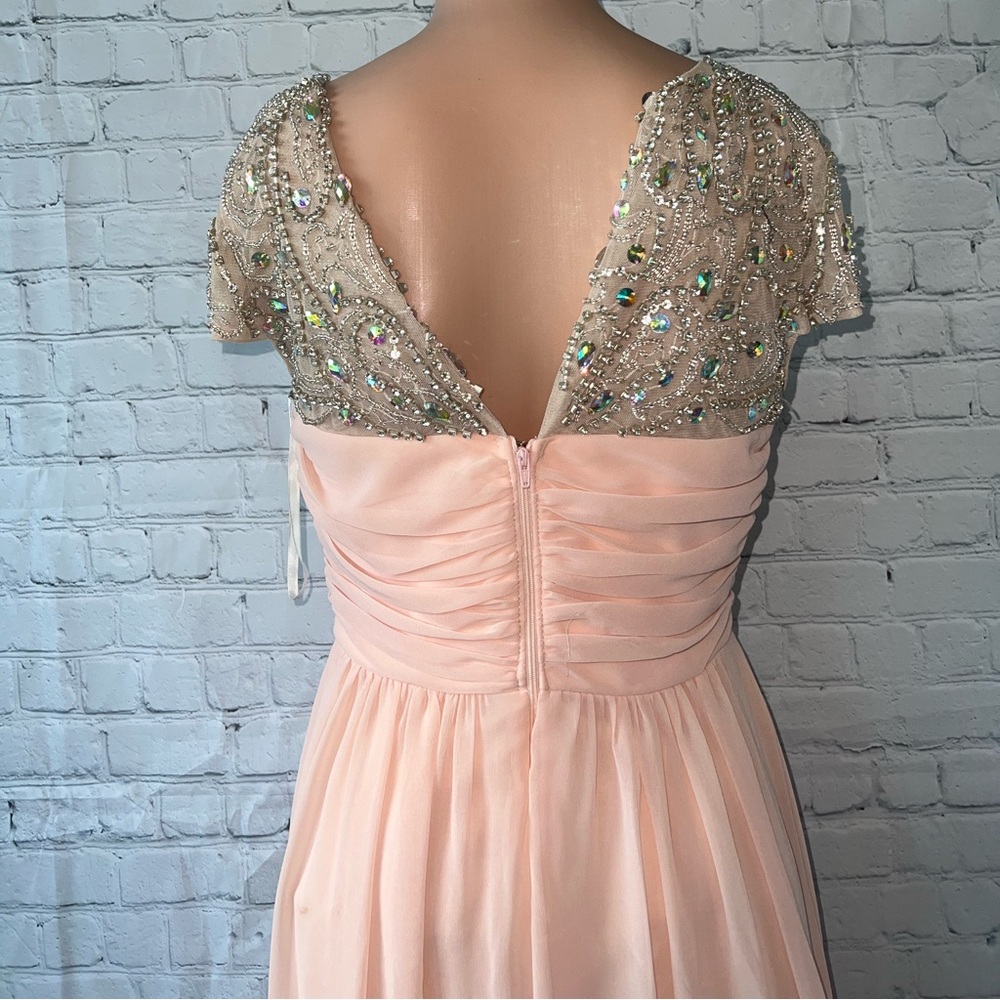 Jodi Kristopher Light Pink & Silver Bedazzled Formal Dress size 7 - Picture 7 of 10